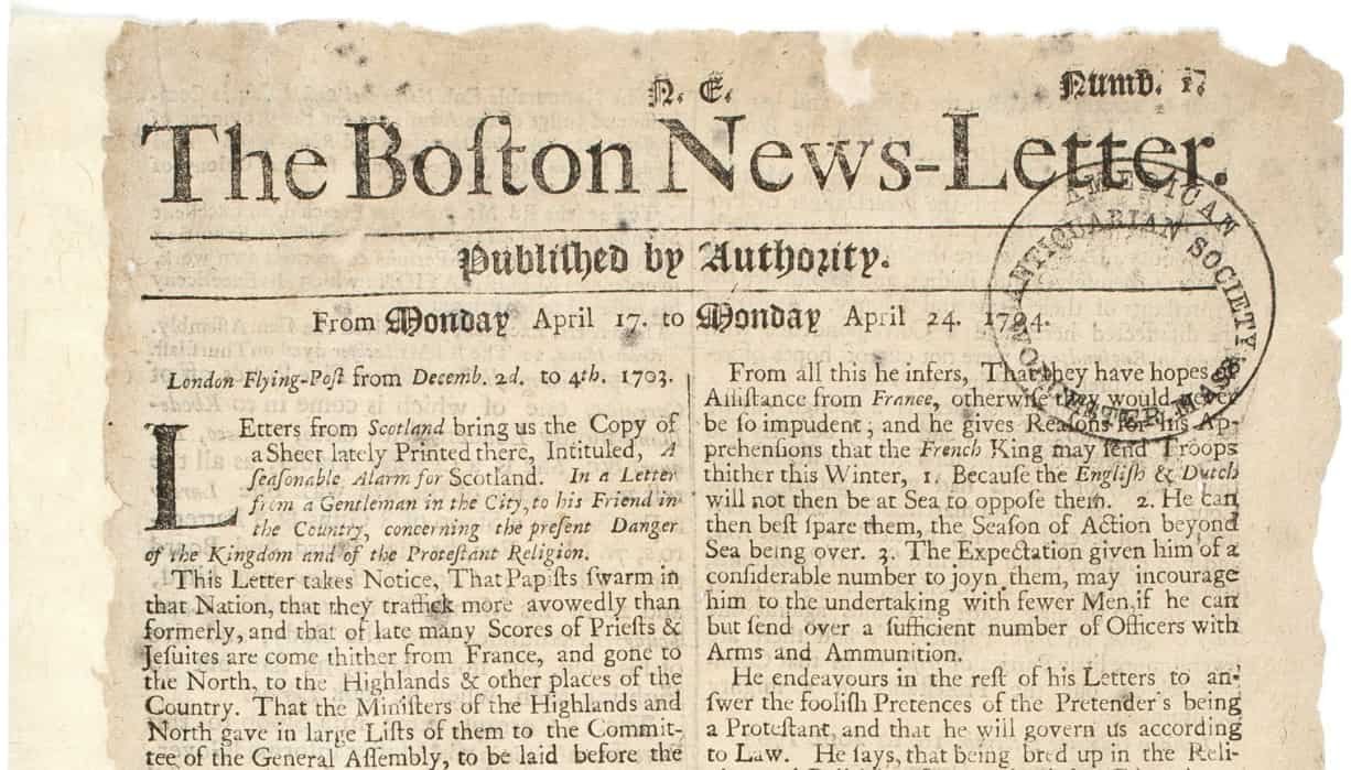 El primer anuncio publicado en periódico The Boston News-Letter en 1704